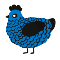 A sapphire and black chicken with a lace pattern