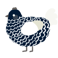 A tumblr and white chicken with a lace pattern