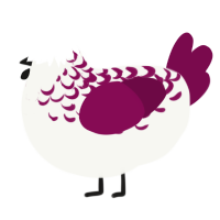 A white and wine chicken with a half-lace pattern