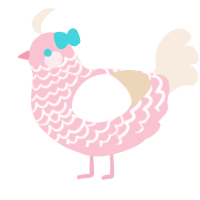 A rose and cream chicken with a lace pattern