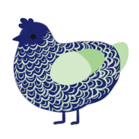 Aukai, a navy and gluppy chicken with a double-lace pattern