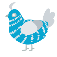 A cerulean and mist chicken with a bar pattern