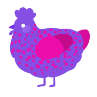 (unnamed), a blurple and fuchsia chicken with a speckle pattern