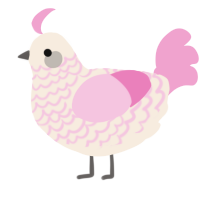 A cream and pink chicken with a lace pattern