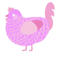 A lavender and pink chicken with a lace pattern