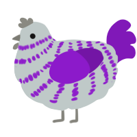 A silver and violet chicken with a bar pattern