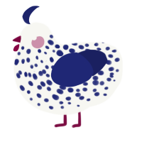 (unnamed), a white and navy chicken with a speckle pattern