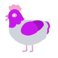 A mist and amethyst chicken with a head pattern