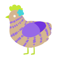 Sanders, a beige and blurple chicken with a bar pattern