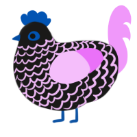 A sable and lavender chicken with a lace pattern
