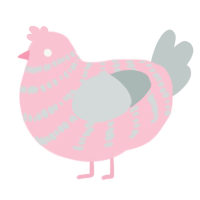 A rose and silver chicken with a bar pattern