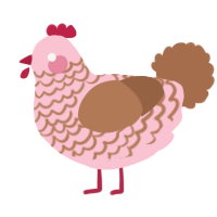 A rose and brown chicken with a lace pattern