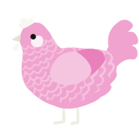A pink chicken with a lace pattern