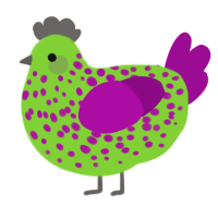 A grass and plum chicken with a speckle pattern