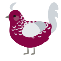 A maroon and mist chicken with a half-lace pattern