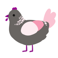 A grey and rose chicken with a neck-band pattern