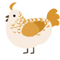 A cream and orange chicken with a half-lace pattern