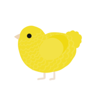 A yellow chicken with a lace pattern