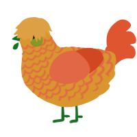 A orange and vermilion chicken with a lace pattern