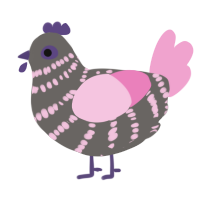 (unnamed), a grey and pink chicken with a bar pattern