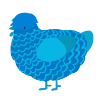 A sapphire and cerulean chicken with a lace pattern