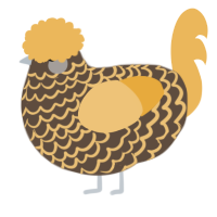 A bark and honey chicken with a lace pattern