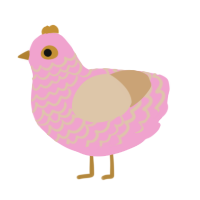A pink and beige chicken with a lace pattern