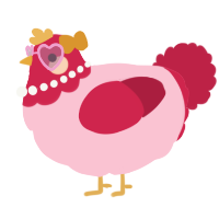 A rose and crimson chicken with a head pattern