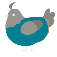 A sea and ash chicken with a head pattern