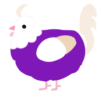 A violet and cream chicken with a head pattern