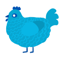 A cerulean chicken with a lace pattern
