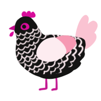 A black and rose chicken with a lace pattern