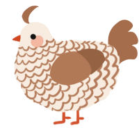 A cream and brown chicken with a lace pattern