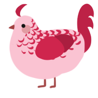 A rose and crimson chicken with a half-lace pattern