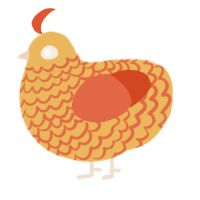 A honey and vermilion chicken with a lace pattern