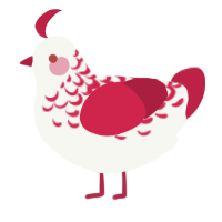 A white and crimson chicken with a half-lace pattern