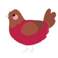 A crimson and russet chicken with a head pattern