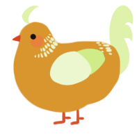A orange and apple chicken with a neck-band pattern