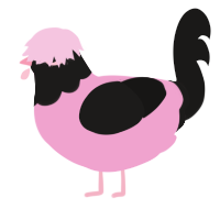 A pink and sable chicken with a head pattern
