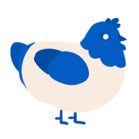 A cream and ultramarine chicken with a head pattern