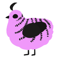 A lavender and sable chicken with a half-bar pattern
