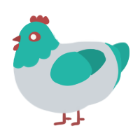 Space Miku, a mist and turquoise chicken with a head pattern