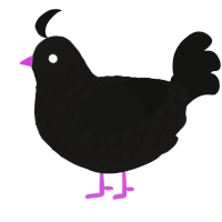 A sable and black chicken with a lace pattern