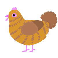 Honey mustard, a orange and brown chicken with a bar pattern