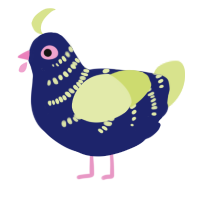 Bioluminescent, a navy and lemon chicken with a half-bar pattern