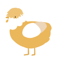 A honey and cream chicken with a head pattern