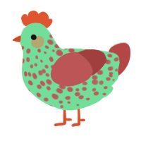 A spring and red chicken with a speckle pattern