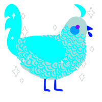 A silver and teal chicken with a double-lace pattern