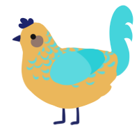 Kiisu, a honey and aqua chicken with a half-lace pattern
