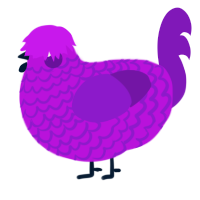 A amethyst and violet chicken with a lace pattern